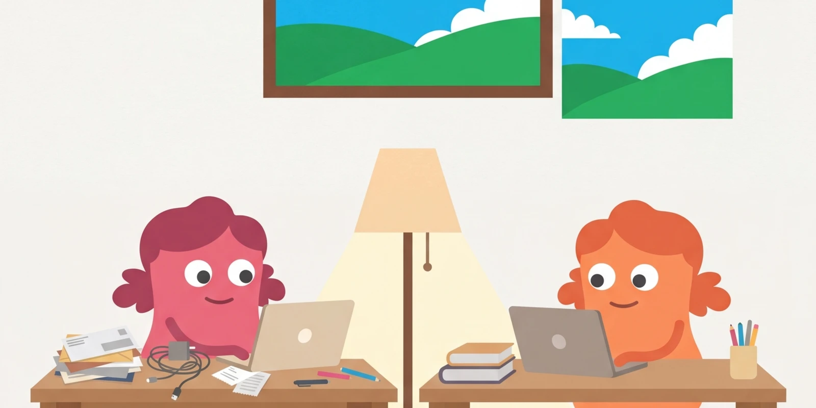 Illustration for the article: ADHD Body Doubling Guide: How to Replicate Coffee Shop Focus at Home