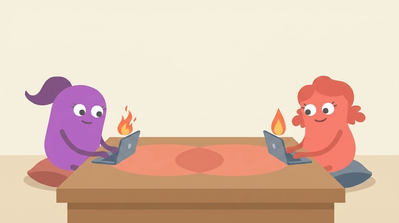 Illustration for the article: Body Doubling for Studying: Why Working Near Someone Helps